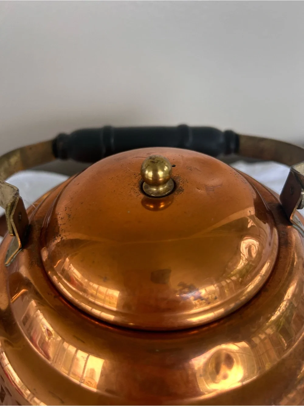 VTG CopperCraft Guild Teapot Tea Kettle Wood Handle Brass Spout & Knob